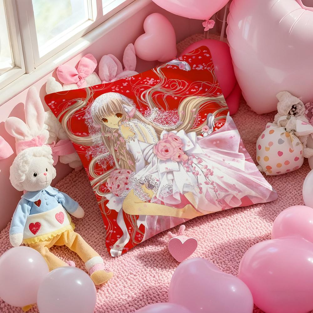 

C-Chobits Anime Cushion Cover Pattern Printed Pillowcase for Living Room Sofa Cushion Cover & Bedroom Decor 12x12Inch
