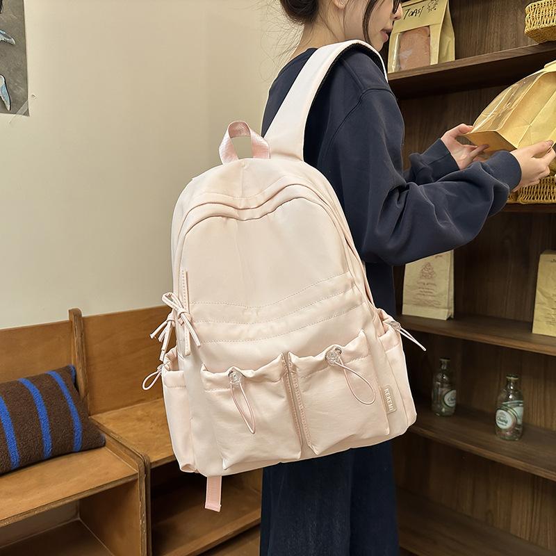 Schoolbag1011 Large Capacity School Bag Female Junior High School Student Cute Bow High School Student Backpack Female Macaron Backpack