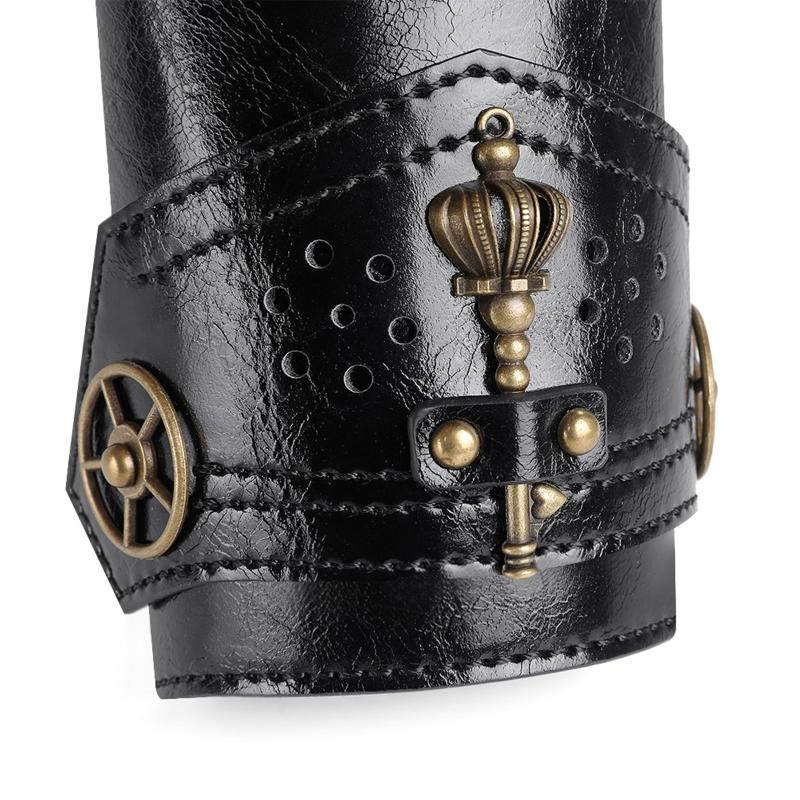 Унисекс кожаный браслет-перчатка средневековая стрельба из лука широкие наручи часы — фото 6
