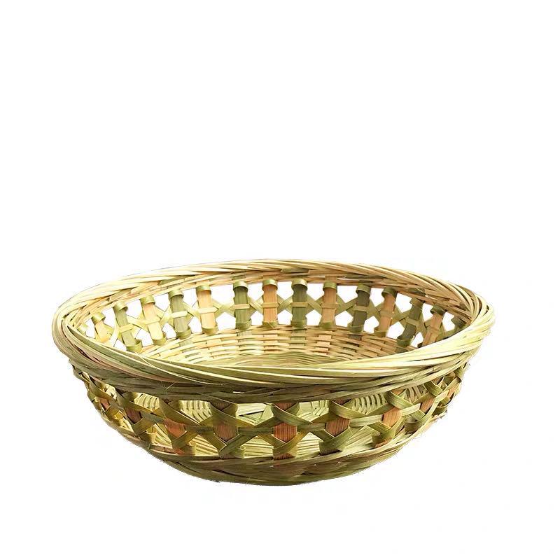 Bamboo Weaving Basket Set: Fruit Basket, Rice Washing Bowl, Snack Plate, Steamed Bun Holder, Storage Basket, Rice Sieve, Winnowing Tray.