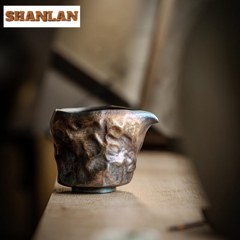 230ml Handmade Pinching Gilded Silver Fair Cup Japanese Coarse Pottery Tea Pitcher Cha Hai Justice Cup Kung Fu Teaware Supplies