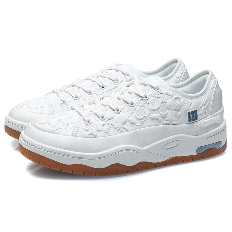 Li Ning CF Tracing Non-Slip Wear-Resistant Lightweight Low-Top Skate Shoes Unisex Skate Shoes Cloud-White AGLR216-1