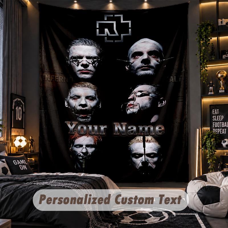 Personalized Wall Tapestry,Rammstein Custom Printed Name, Fabric Wall Art For Indoor Room Backdrop