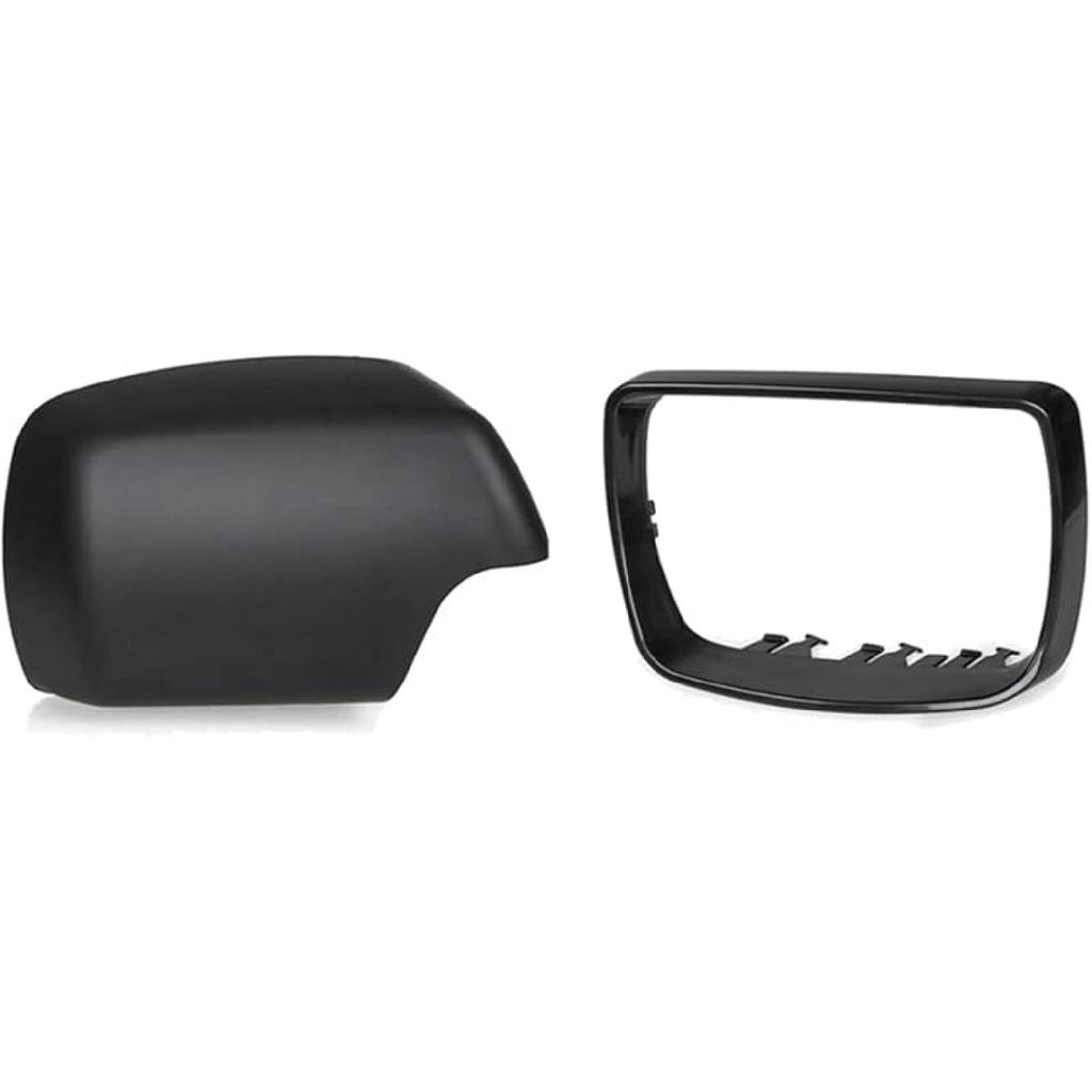 Door Wing Mirror Cover Rear View Mirror Housing Cover Cap w/Trim Ring, Side Mirror Rearview Covers, Compatible with BMW X5 E53 2000-2006 X5 3, Left