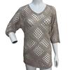 Women Tops V-Neck Three-quarter Sleeves Loose Fit Knitted Tops Pure Color Hollow Design Summer Casual Blouse