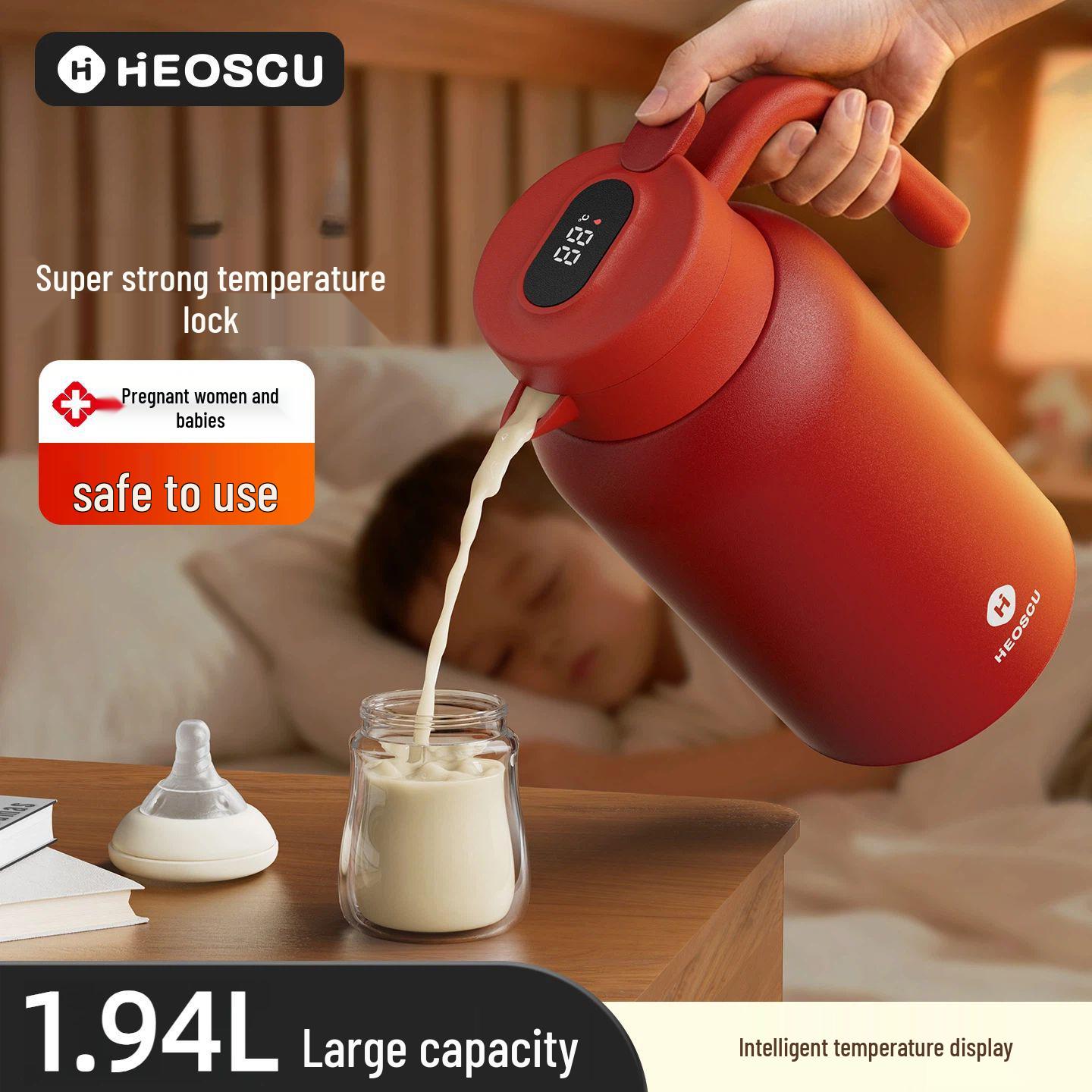

Red 316 Smart Insulated Water Bottle - Large Capacity Thermos for Home & Dorm Use 940mL - Easy Press Water Release