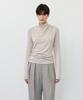 NOTIA Cowl Neck Shirring T-Shirt - Beige
