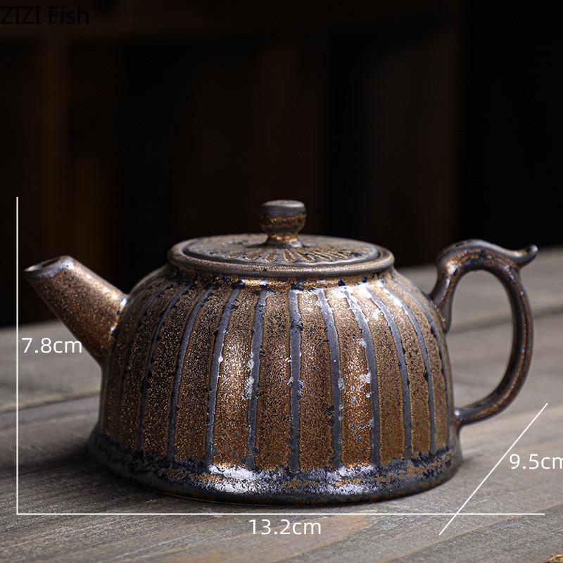 Vintage Rusty Glazed Coarse Pottery Teapot Japanese Ceramic Kung Fu Teapot Office Teapot Creative Tea Ceremony Accessories