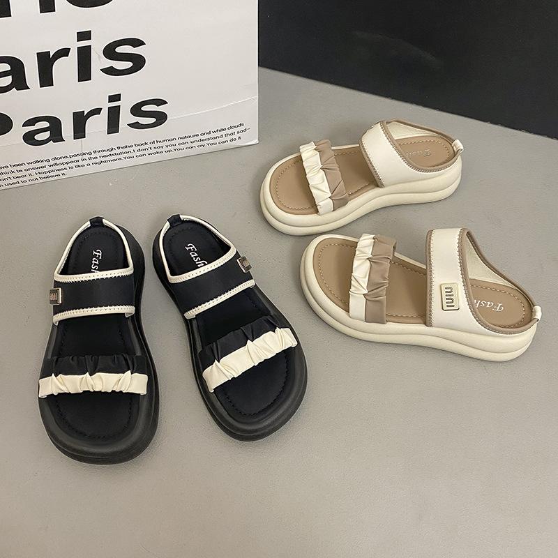 French with skirt sandals women's summer wear 2025 new soft-soled non-slip not tired feet beach cool slippers