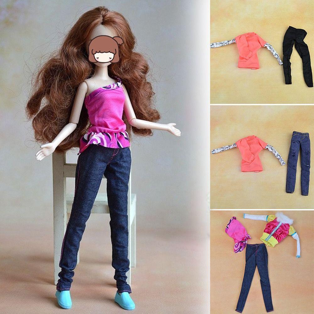 

1/6 BJD Куклы Повседневная одежда Детские игрушки Аксессуары Кожаные штаны Куклы Брюки Цветочные джинсы