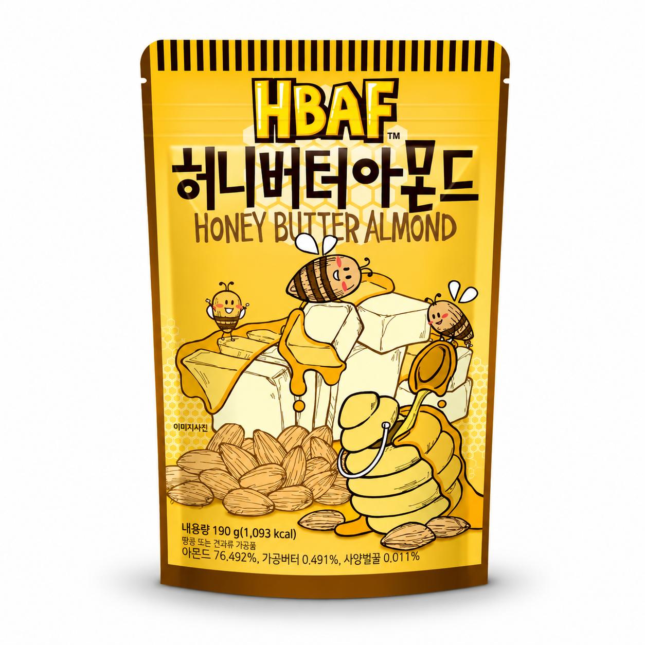 HBAF Ochucené mandle a kešu 170g/190g (33 příchutí) #Honey Butter Almond yellow