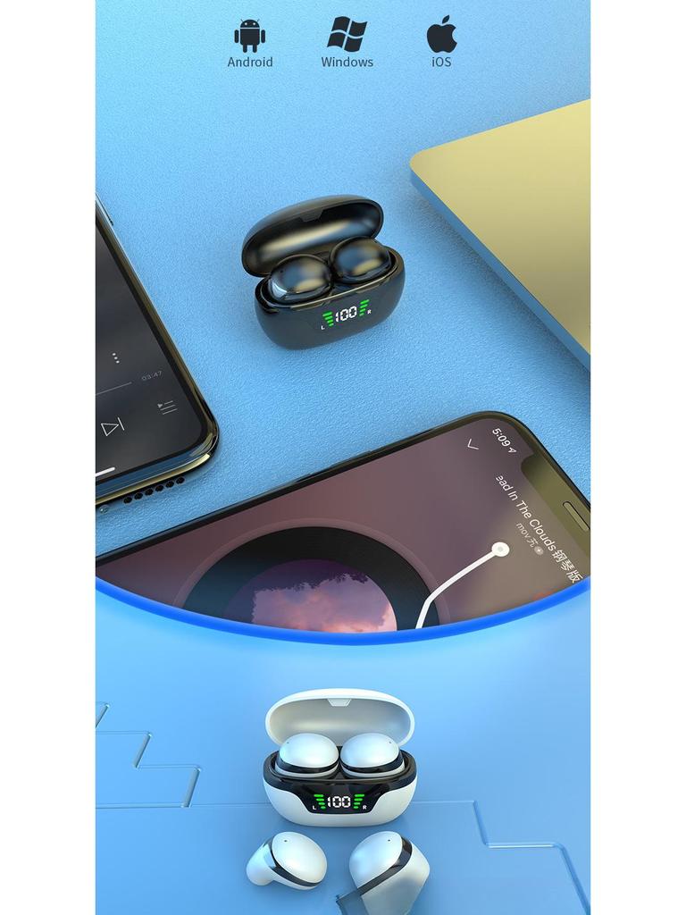 Ultra-Mini Wireless Bluetooth TWS Earbuds: Bean-Type, Sleep, Sports & Gaming Noise Cancelling