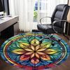 1pc Stained Glass Mandala Office Round Area Rug, Indoor Mat Suitable ForOffice, Under Office Chairs Bedroom Living Room Home Decor, Room Deco q069