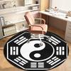 Round Crystal Velvet Rug Yin Yang Bagua Symbol Feng Shui Mat Home Decor Spiritual Balance Chinese Philosophy Design