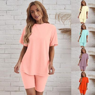 Dam Lös Passform Oversize T-shirt och Smala Shorts Sport Fritidsset