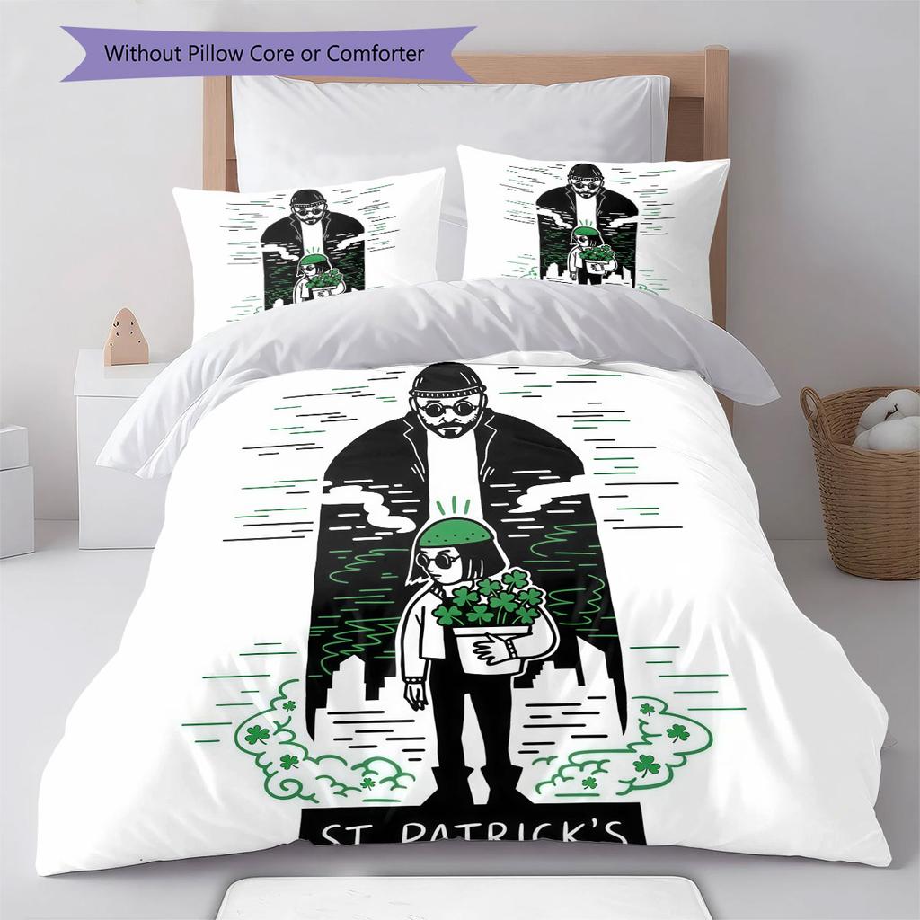 Leon Muster Bettwäsche Steppdecke Set Bettbezug Kissenbezug Heimdekoration Geburtstagsgeschenk (1 Bettbezug + 2 Kissenbezüge, ohne Füllung)