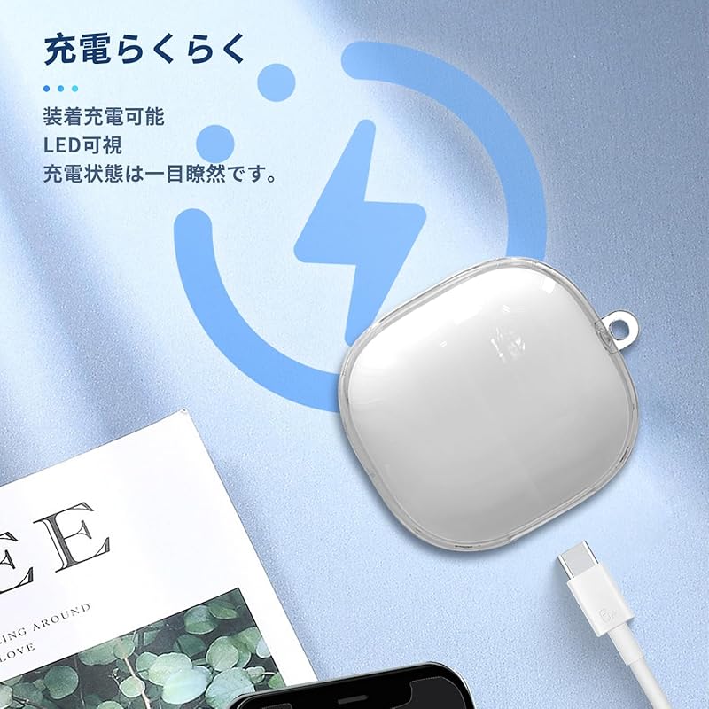 For Anker Soundcore C40i for case cover [NOUKAJU] wireless earphones TPU protective case (With carabiner + strap included) ) Fall prevention Scratch