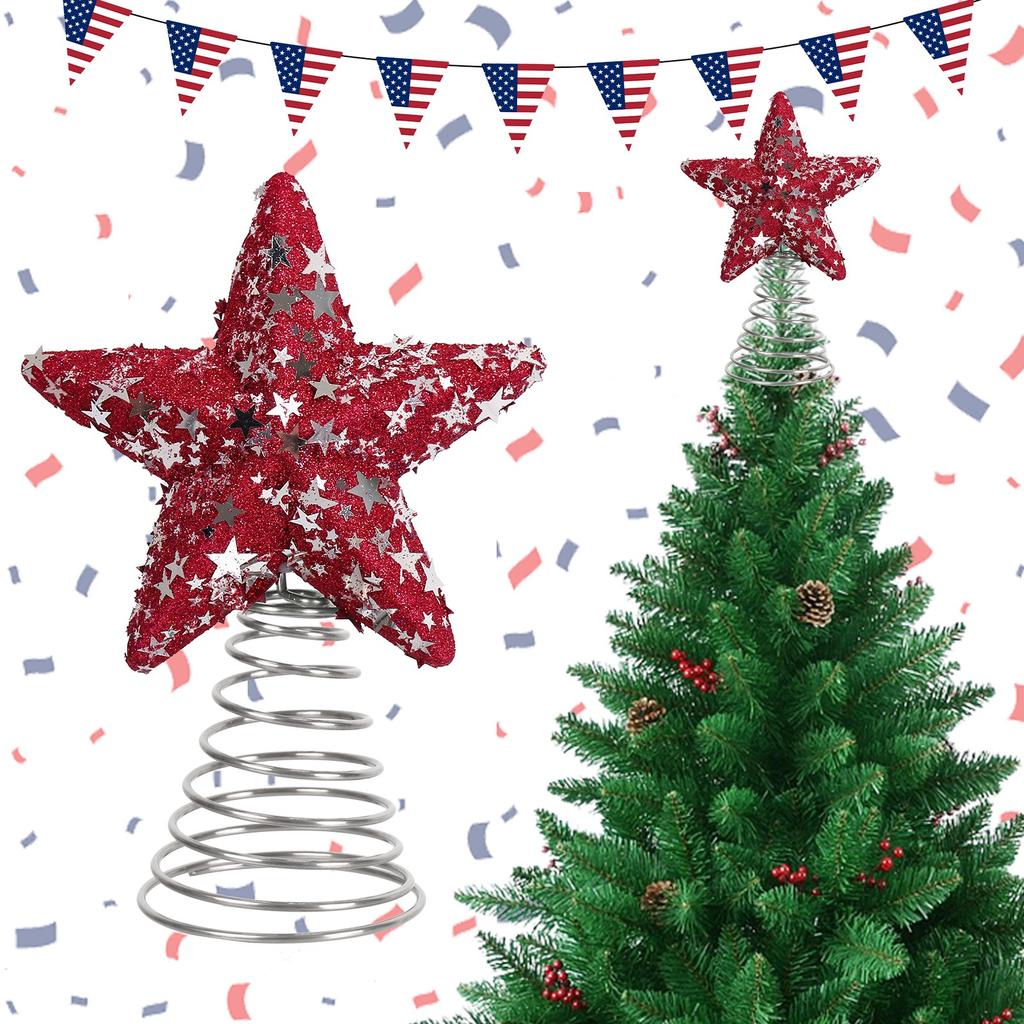 Red, Blue And Sequin Foam  Tree Top Star Decoration Star Spring Star