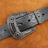 Men's Embossed Western Leather Belt - Retro Oiled Waxed Cowhide with Buckle