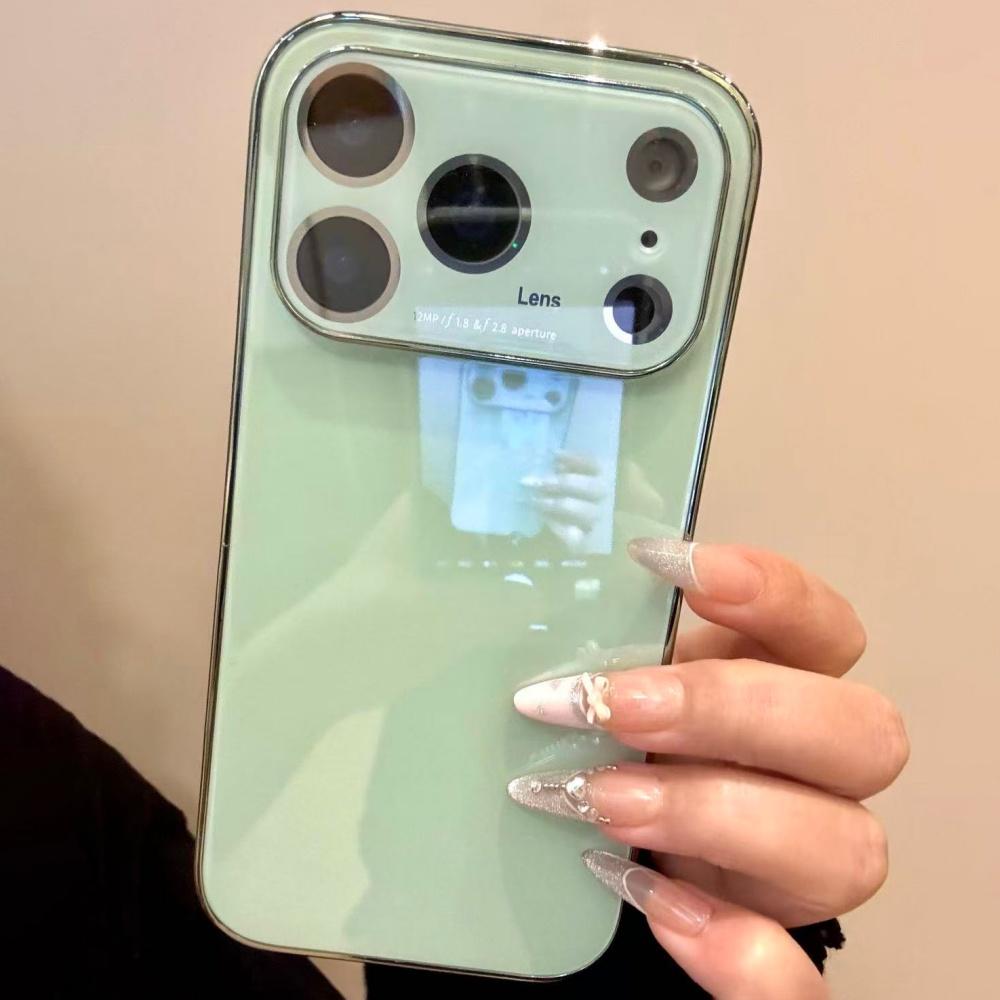 

Luxury Glass Glossy Window Case For For Iphone 17 Air 16 15 14 13 12 Pro Max Plus Shockproof Plating Armor Original Phone Covers iPhone 15 Pro Max