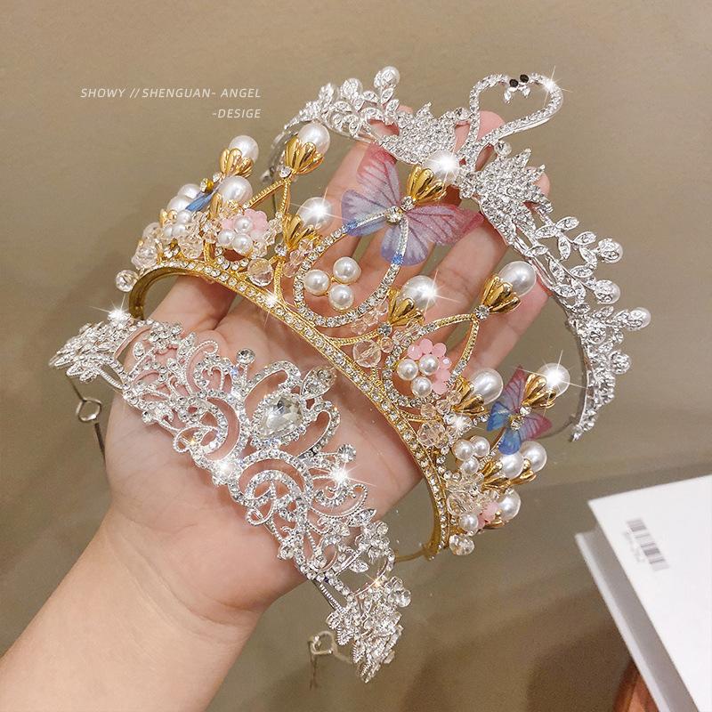 Brilliant Rhinestone Princess Crown Hair Accessories High End Adult Ceremony Birthday Headband Girls Exquisite Headband