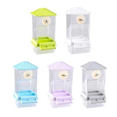 Bird Feeding Station Transparent Bird Feeder Food Dispenser for Parakeets and Small Parrots with Easy Refills Top Lid