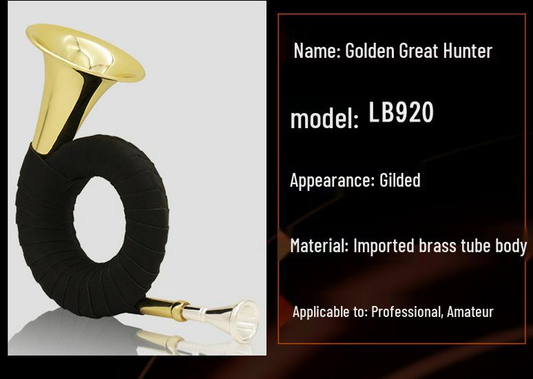 Brass B-flat French Horn Set: Gold Mini Horn with Stand