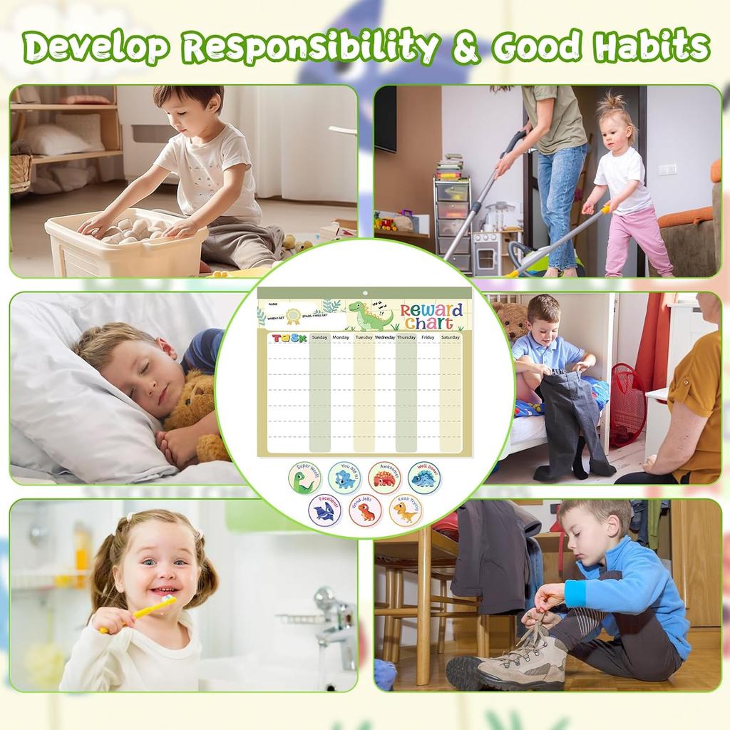 Magnetic Reward Chart for Kids at Home, Behavior Chart Pad with 26 Chore Charts, 1680 Star Stickers, 84 Motivational Stickers to Develop