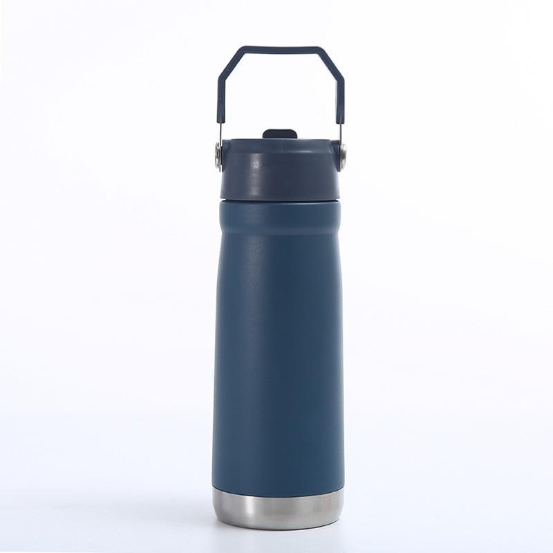 Stainless Steel Vacuum Insulated Travel Mug With Straw Lid 650ml Car Office Gym Outdoor Use