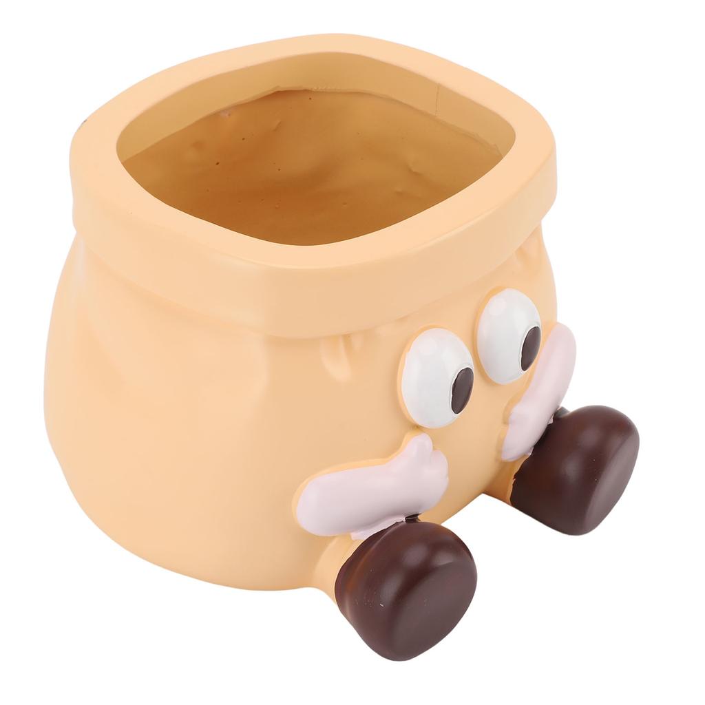 Succulent Pot Resin Cute Decorative Planter with Drainage for Ornament Entryway Key Storage Yellow