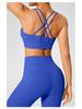Cross-Back Shockproof Sports Bra: European-American Fitness Tank Top with Thin Straps for Yoga and Nude Comfort