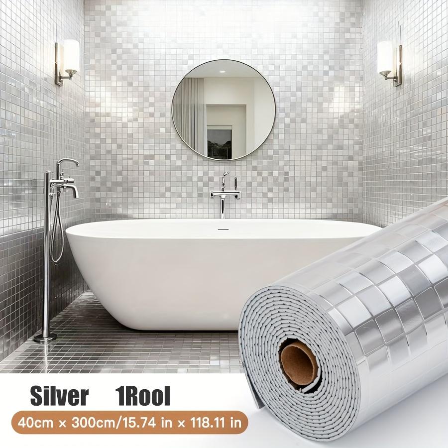 3D Mosaic Self-adhesive Wallpaper, Mirror Reflective Texture. Suitable for Bathroom Walls, Bathroom Waterproof Splashbacks