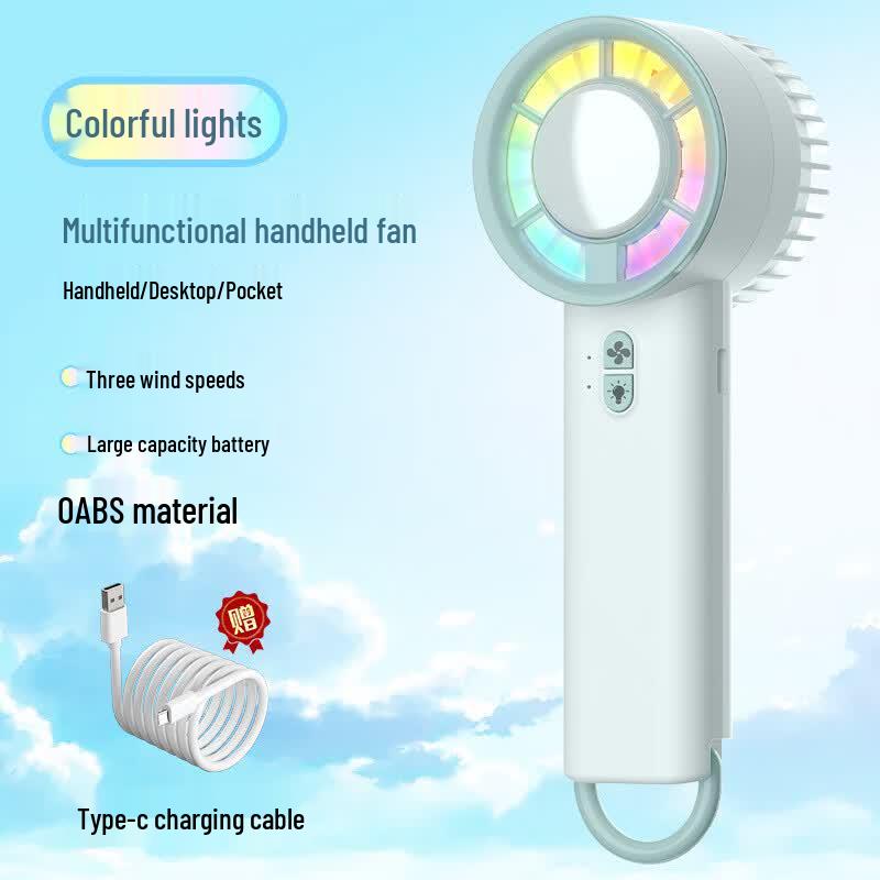 

ZISIZ Portable Handheld Fan with Colorful Lights