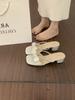 Bow Word with Rhinestone Cool Slippers Women's Summer Wear 2025 New 3cm Small High Heel Thick Heel Fashion Sandals