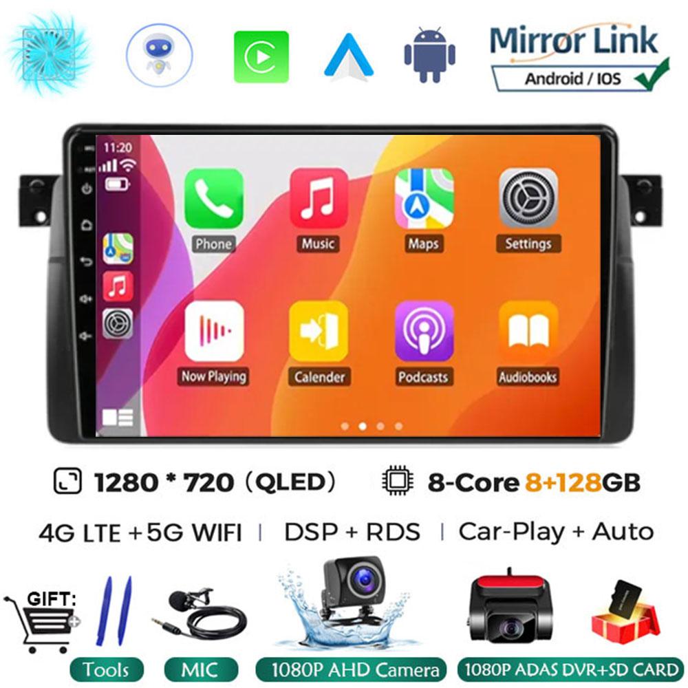 Android 14 Carplay WIFI+4G For BMW E46 M3 1998-2006  Car Radio Multimedia Video Playor Stereo GPS DPS Head Unit 360 Camera BT