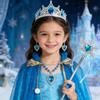 SITEDAN Princess Accessories Set for Includes Hair and Costume Dress 6-Piece Girls, Crown, Tiara, Cape, Necklace, Earrings, Ornament, (A)
