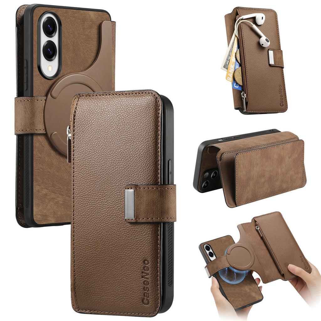 For Samsung Galaxy S25 Edge Case CASENEO MW-02 Detachable Magnetic Leather Flip Phone Cover