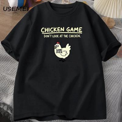 Kuřecí hra Nedívej se na kuře Vtipná trička Bavlna Krátký rukáv Kulatý výstřih Grafická trička Pánské designové oblečení Streetwear