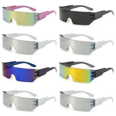 8PCS New Trends Y2K Sunglasses Women Men Fashion Punk Frameless Sun Glasses One-Piece Lenses Sports Goggle UV400