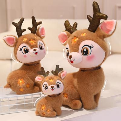 Reindeer Plush Toy Soft Stuffed Animal Christmas Deer Plushie Cuddly Hugging Pillow Holiday Gift for Kids
