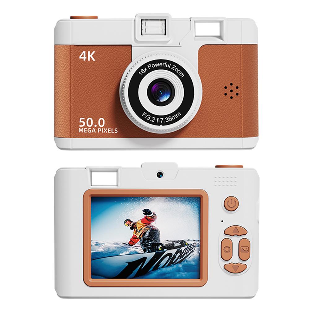 HD Digital Camera Dual Lens Retro Style Mini Camera 16x Zoom Photography Camera Vlogging Camera for Travel and Students