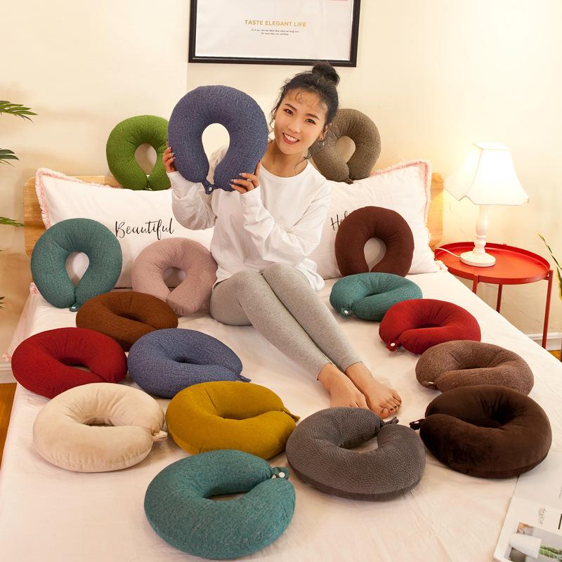 

Подушка U-образной формы для защиты шеи, дорожная подушка для шейного отдела позвоночника, многоцветная, удобная, подушка для сна в машине, самолете, портативная, милая, U-образная подушка, подушка
