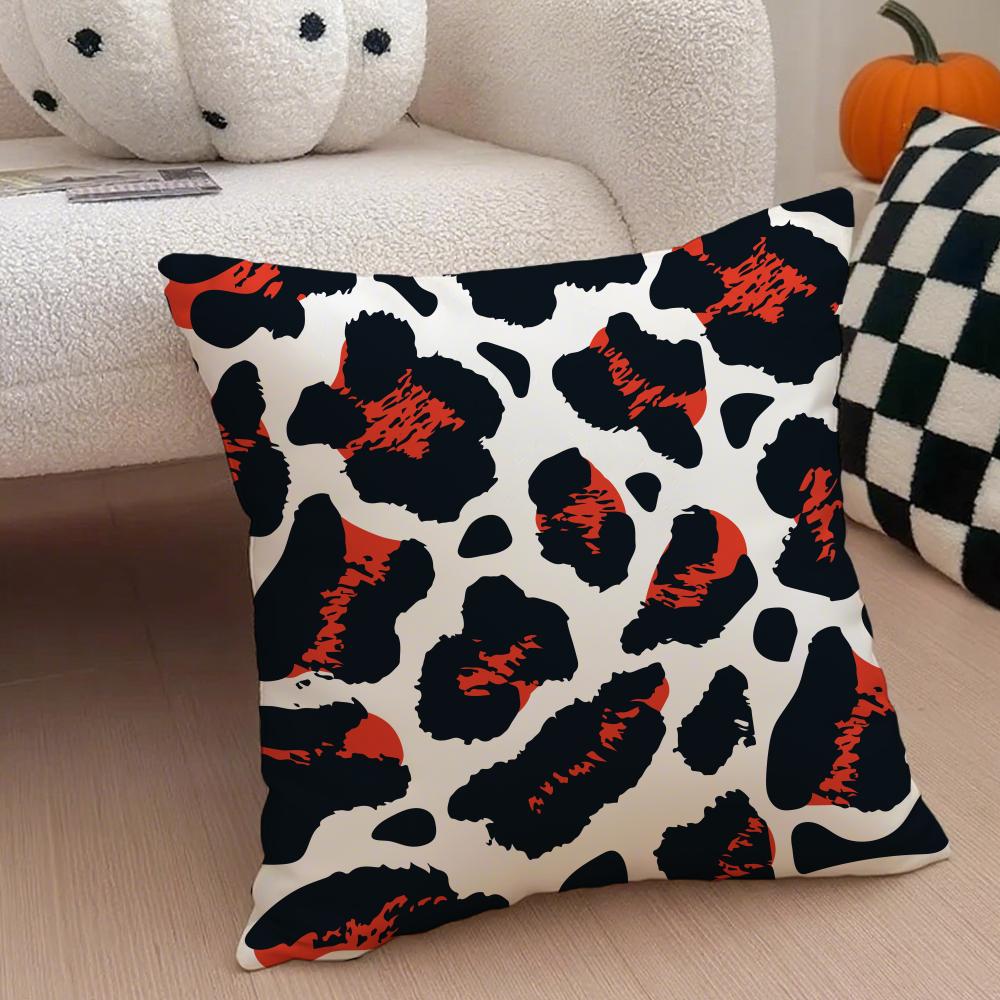 Trendy Fashion Art Leopard Print Texture Cushion Cover Throw Pillow Cover Hidden Button Durable Polyester Chair Cushion