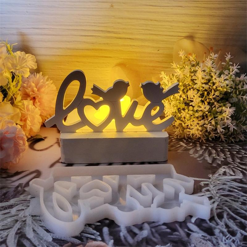 Lovebird Silicone Resin Mold Tealight Candle Holders Resin Mold Decorative Candlestick Mold for Diys Crafts Centerpieces