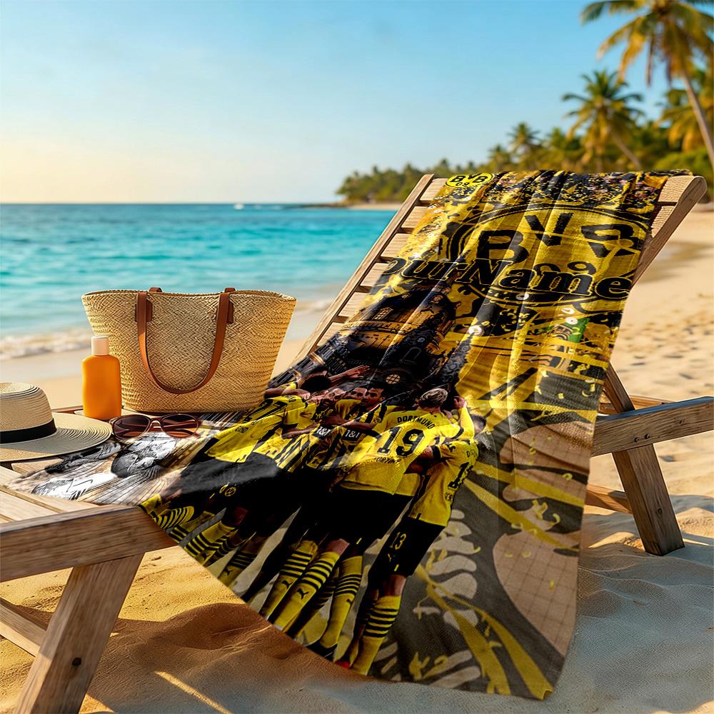 Borussia Dortmund Customizable Name Beach Towel High Absorbency & Quick-Dry