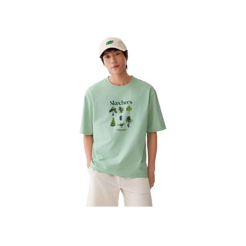 Skechers Sport Life SS25 Loose Comfortable Round Neck Short Sleeve Breathable T-Shirt Unisex Tops Light-Green L225U062-04BJ