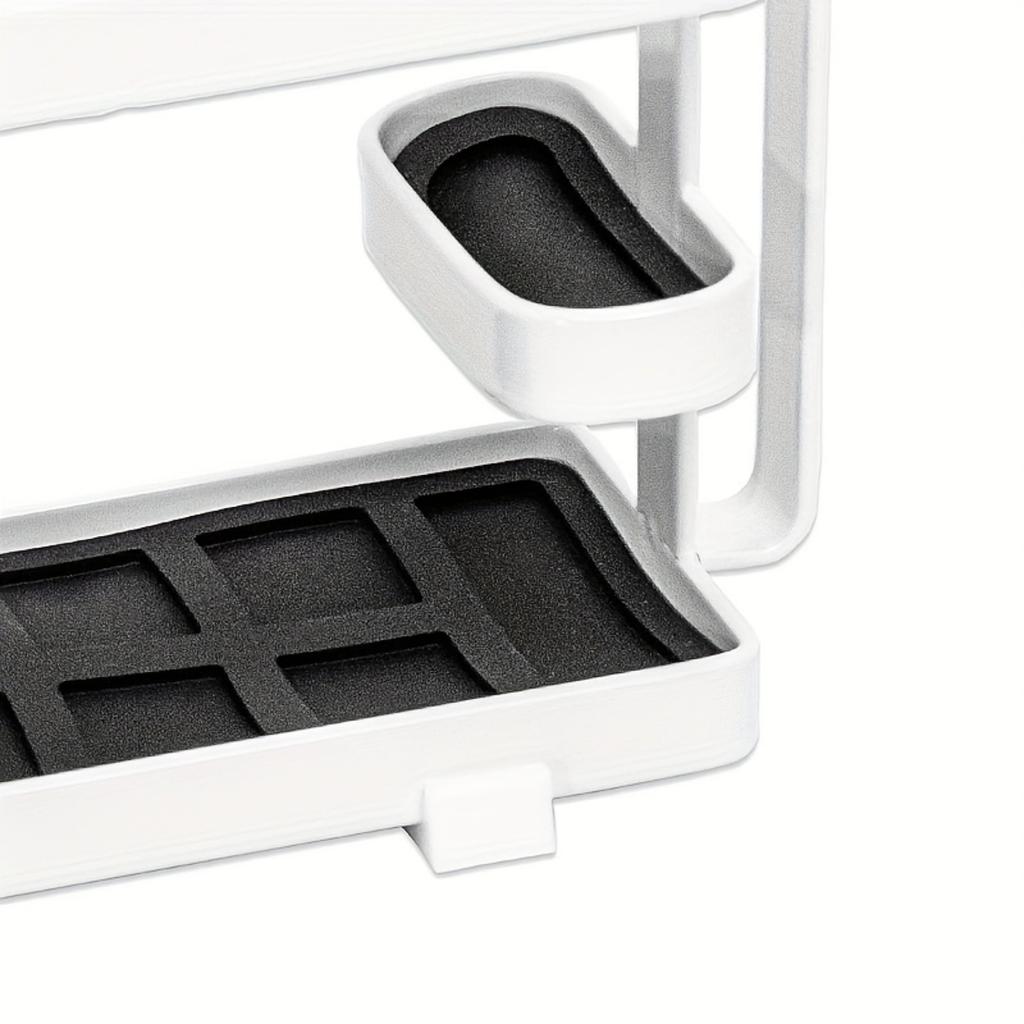 Countertop Toothbrush Holder with Bathroom Organizer Rack - Space-Saving Easy To Clean Washroom Storage for Toothpaste & Cups