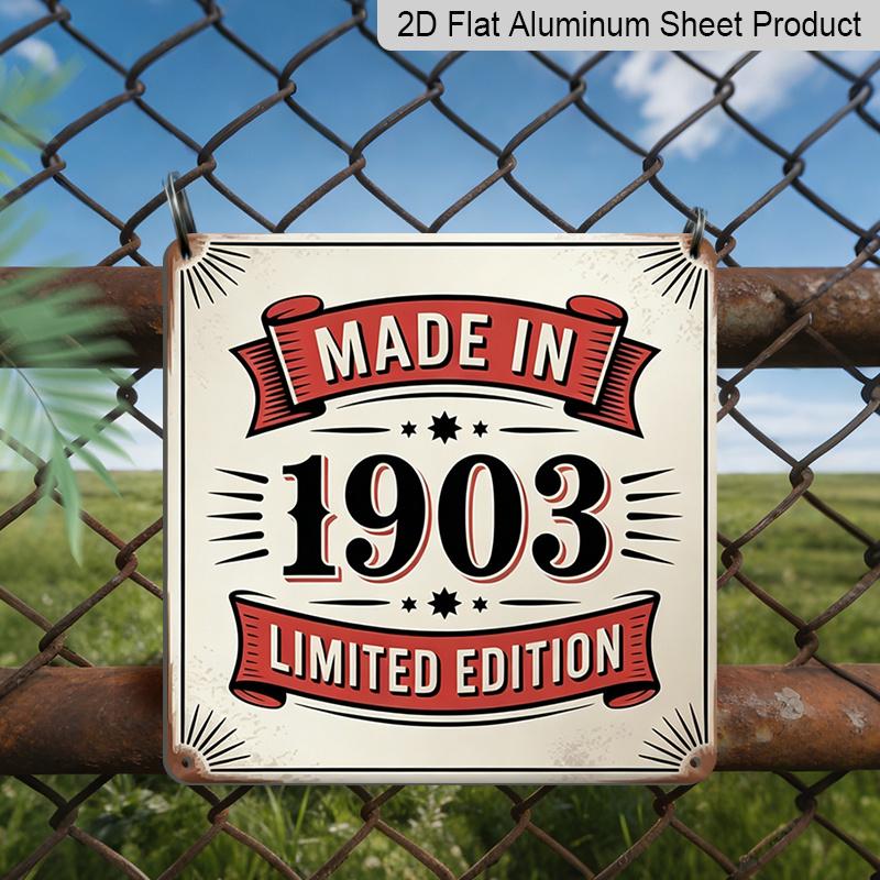 

2D Flat, 1pc, Outdoor Wall Art, Made in 1903 Limited Edition Sign, Garage Decor, Bar Wall Art, Home Decoration, Room Display, Gift for Collectors and 20*20cm