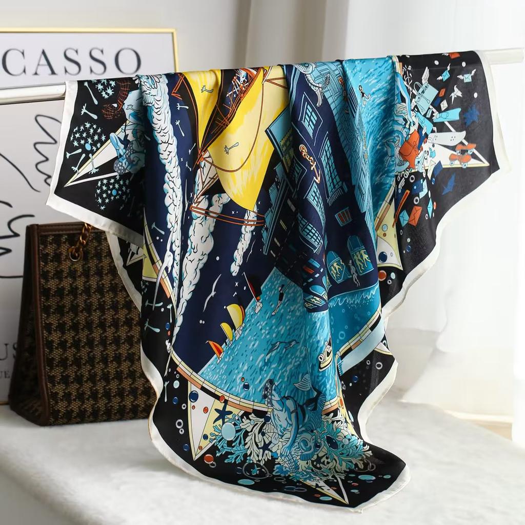 New 100% Natural Silk Scarf Square Female Fashion Beach Pashmina Bufanda Women Shawl Wraps Bandana 65cm Scarves Foulard Echarpe