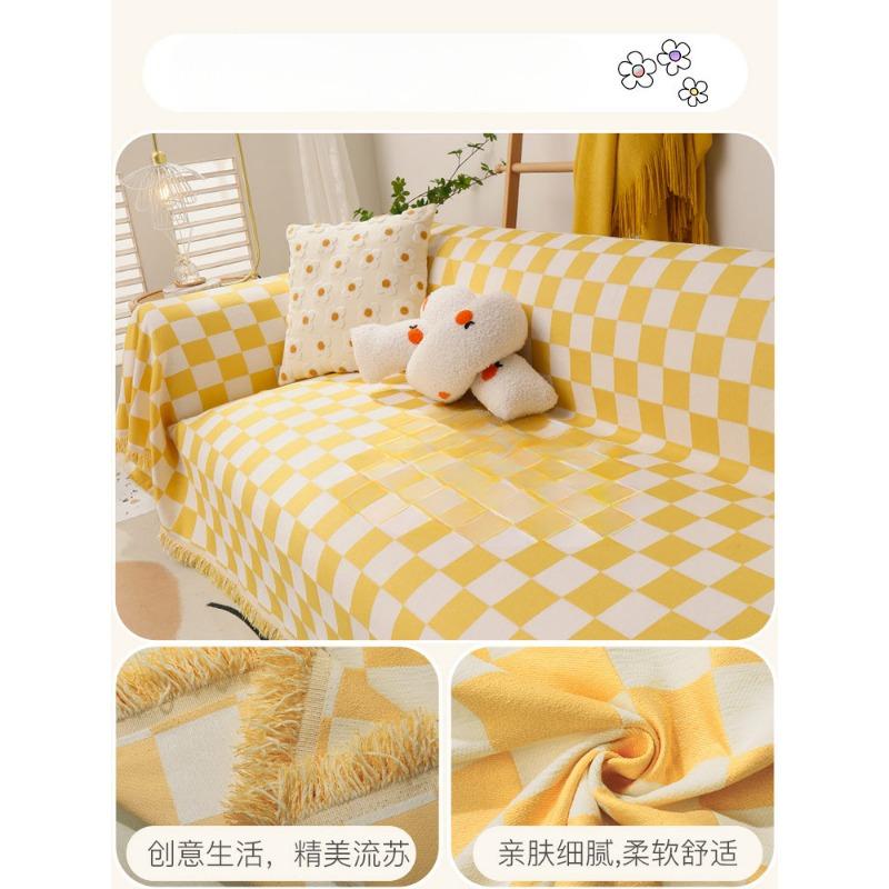 Chessboard Grid Nordic Instagram Style Sofa Cover Cloth Four Seasons Universal Dustproof Double-Sided Can Be Spread Sofa Blanket Cover Towel